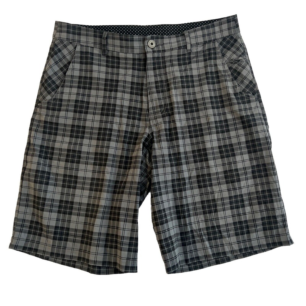 Lululemon Shorts‎ Mens 36 Gray Black Plaid Lightweight Commission 10" Inseam